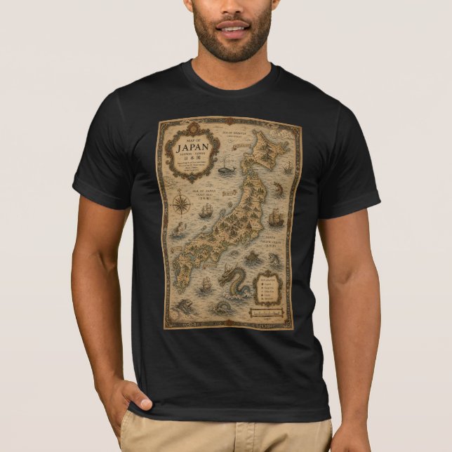 Camiseta Mapa Histórico do Japão  (Frente)