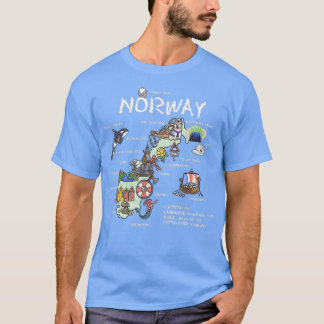 Camiseta Mapa ilustrado da Noruega