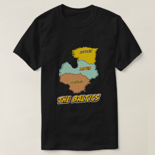 Camiseta Mapa ilustrado da Pop Art dos Estados Bálticos
