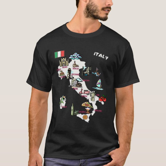 Camiseta Mapa ilustrado das cidades excelentes que arvoram  (Frente)