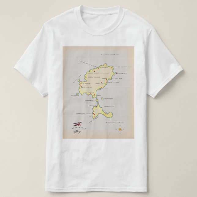 Camiseta Mapa ilustrado de Ibiza (Frente do Design)