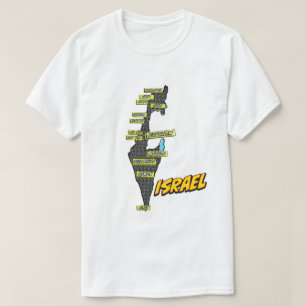 Camiseta Mapa ilustrado de Israel em Pop Art