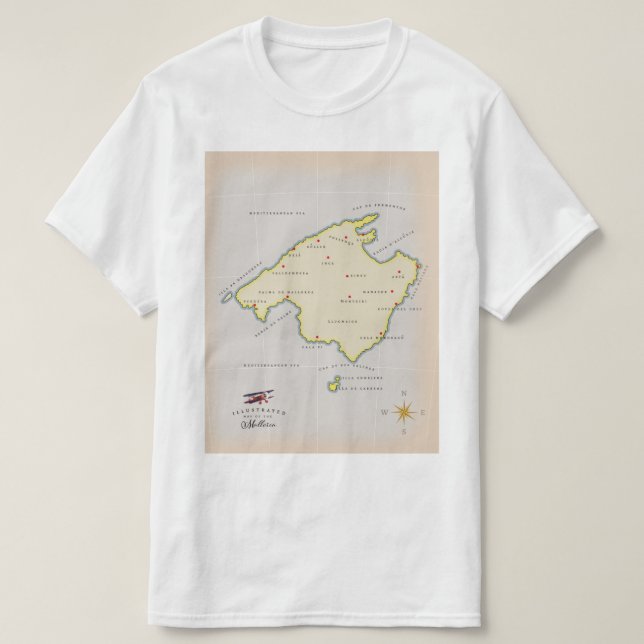 Camiseta Mapa ilustrado de Maiorca (Frente do Design)