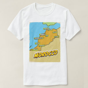 Camiseta Mapa ilustrado de Marrocos em Pop Art