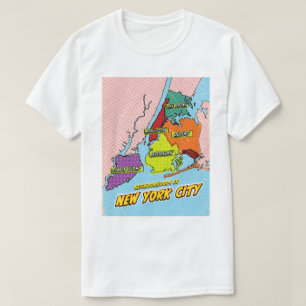 Camiseta Mapa ilustrado de Nova York em Pop Art