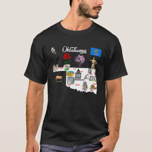 Camiseta Mapa ilustrado de Oklahoma nas cidades dos EUA sim