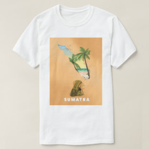Camiseta Mapa ilustrado de Sumatra pôster de viagem
