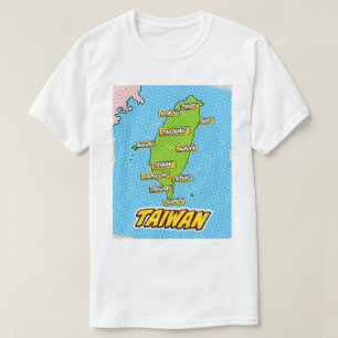 Camiseta Mapa ilustrado de Taiwan em Pop Art