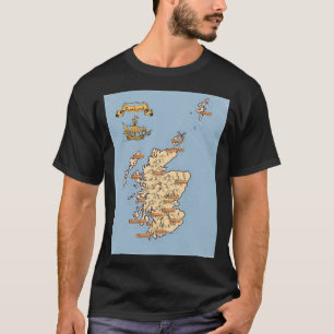 Camiseta Mapa ilustrado de Viagem da Escócia