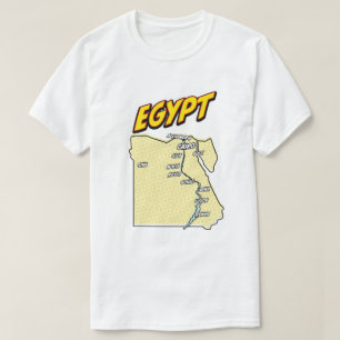 Camiseta Mapa ilustrado do Egito em Pop Art