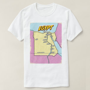 Camiseta Mapa ilustrado do Egito em Pop Art