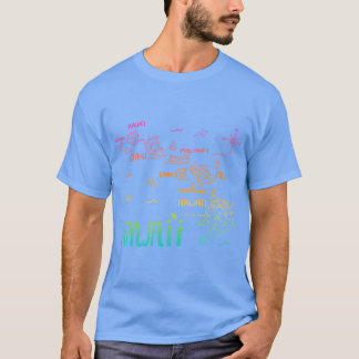 Camiseta Mapa Ilustrado do Havaí Cor de Arco-Íris