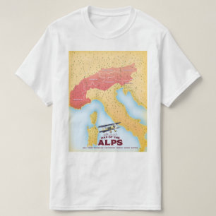 Camiseta Mapa ilustrado dos Alpes