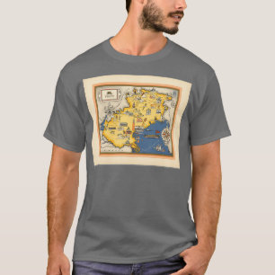 Camiseta Mapa ilustrativo de Veneto Itália Pequeno mapa cor