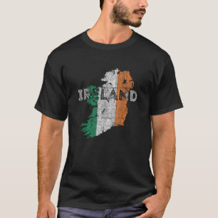 Camiseta Mapa Irlandês e Bandeira Souvenir Envelhecido Irla