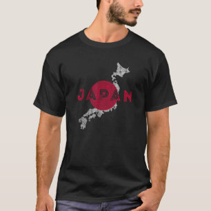 Camiseta Mapa Japonês e Sinalizador Souvenir Enfrentou o Ja