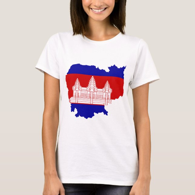Camiseta Mapa KH da bandeira de Cambodia (Frente)