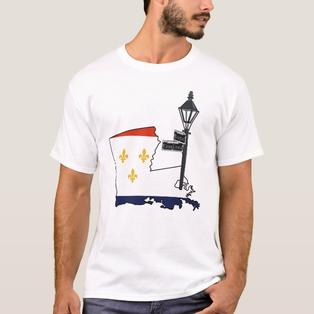 Camiseta Mapa Legal de Nova Orleans EUA Carnaval (Frente)