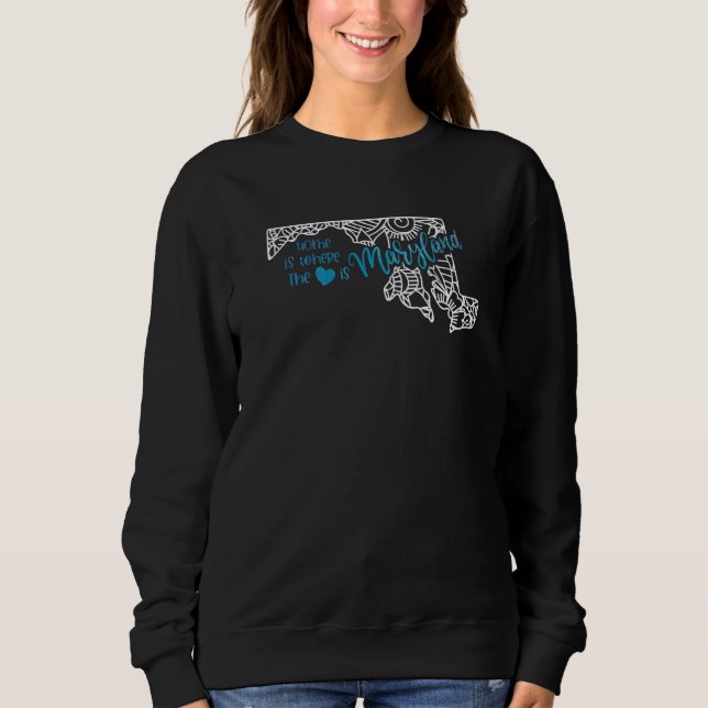 Camiseta Mapa Mandala do Estado de Maryland Md Casa EUA Amé (Frente)