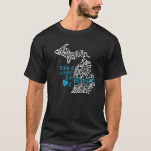 Camiseta Mapa Mandala do Estado de Michigan EUA América Us
