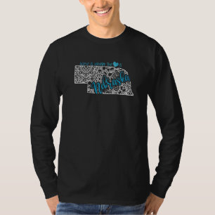 Camiseta Mapa Mandala do Estado de Nebraska Ne EUA América 