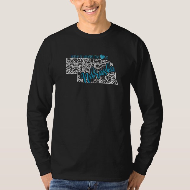 Camiseta Mapa Mandala do Estado de Nebraska Ne EUA América  (Frente)