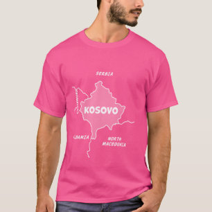 Camiseta Mapa manual do Kosovo e dos países vizinhos