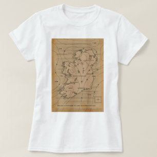 Camiseta Mapa meteorológico antigo da Irlanda e Irlanda do