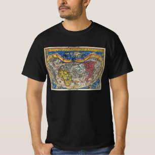 Camiseta Mapa Mundial Antigo em Forma de Coração por Peter 