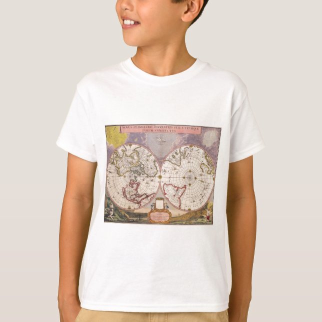 Camiseta Mapa Mundial Antiquado (Frente)