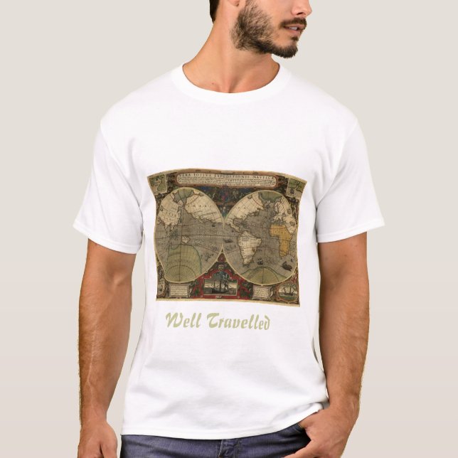 Camiseta Mapa Mundial Antiquado (Frente)