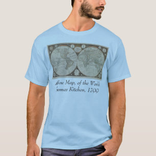 Camiseta Mapa Mundial Antiquado, 1799 (Thomas Kitchen)