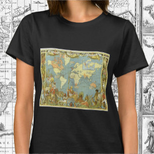 Camiseta Mapa Mundial Antiquado do Império Britânico, 188