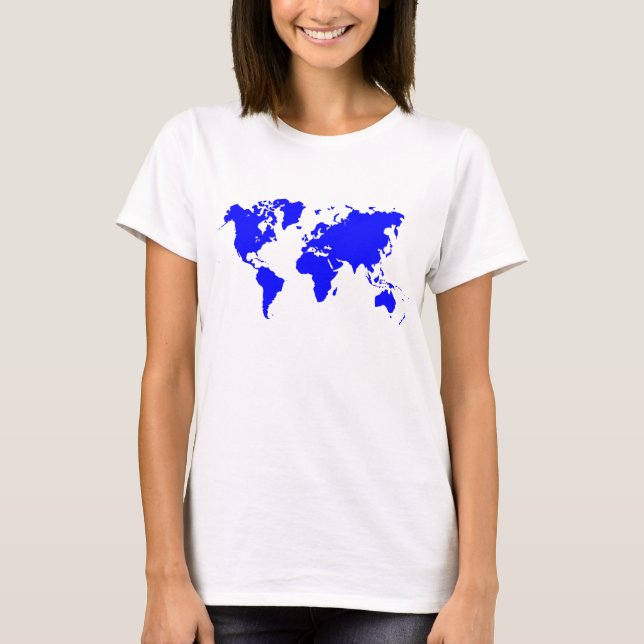Camiseta Mapa Mundial - Azul (Frente)
