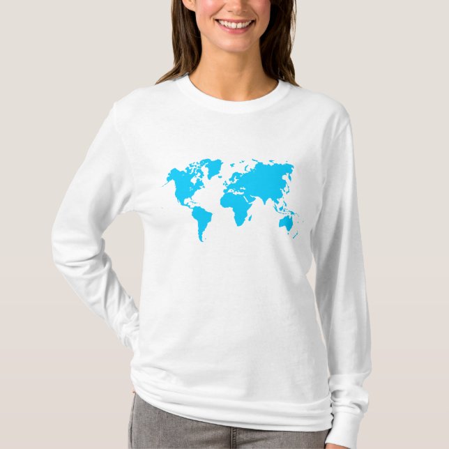 Camiseta Mapa Mundial - Azul-Céu (Frente)