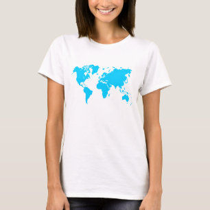Camiseta Mapa Mundial - Azul-Céu