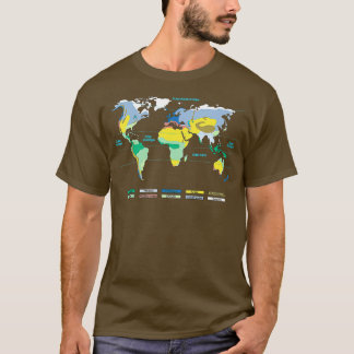 Camiseta Mapa Mundial com Zonas Climáticas: