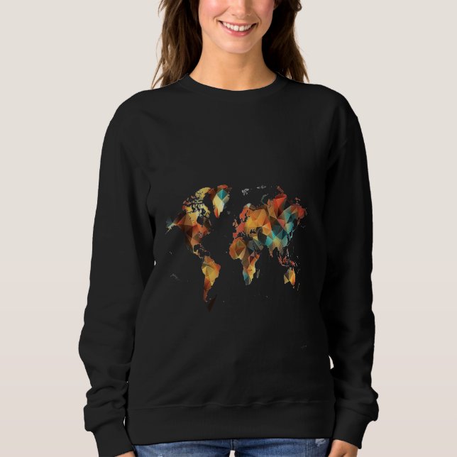 Camiseta Mapa Mundial Cubista (Frente)