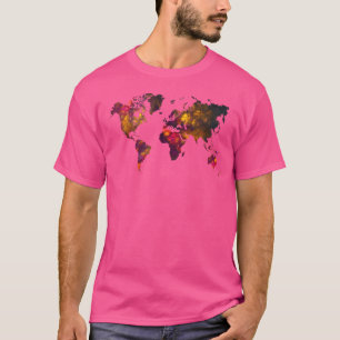 Camiseta Mapa Mundial das Montanhas do Mapa do Mundo