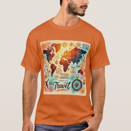 Camiseta Mapa Mundial de Aquarela com Compass
