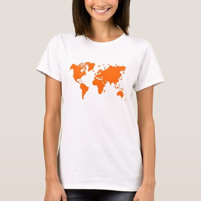 Camiseta Mapa Mundial - Laranja (Frente)