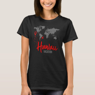 Camiseta Mapa Mundial Mapa do Havaí Férias em Família Cor