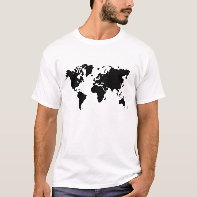 Camiseta Mapa Mundial - Preto (Frente)