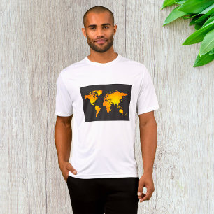 Camiseta Mapa Mundial Radiante em Laranja e Amarelo