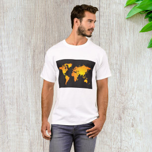 Camiseta Mapa Mundial Radiante em Laranja e Amarelo