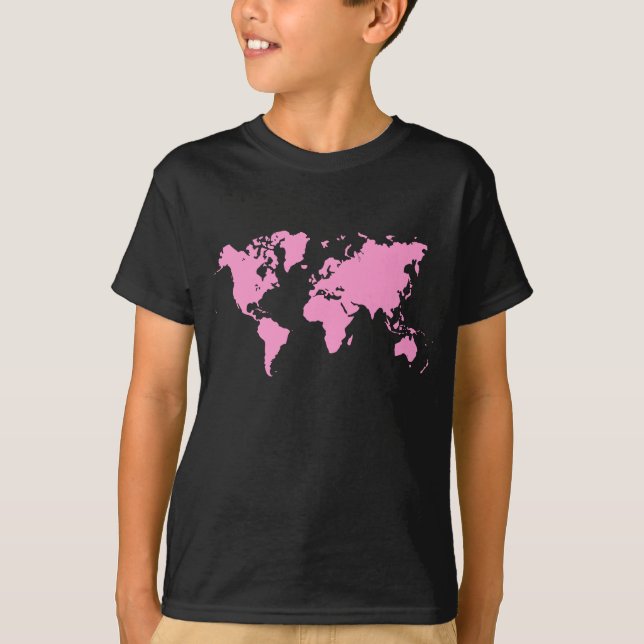 Camiseta Mapa Mundial - Rosa (Frente)