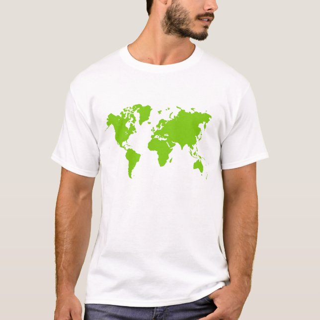 Camiseta Mapa Mundial - Verde Martiano (Frente)