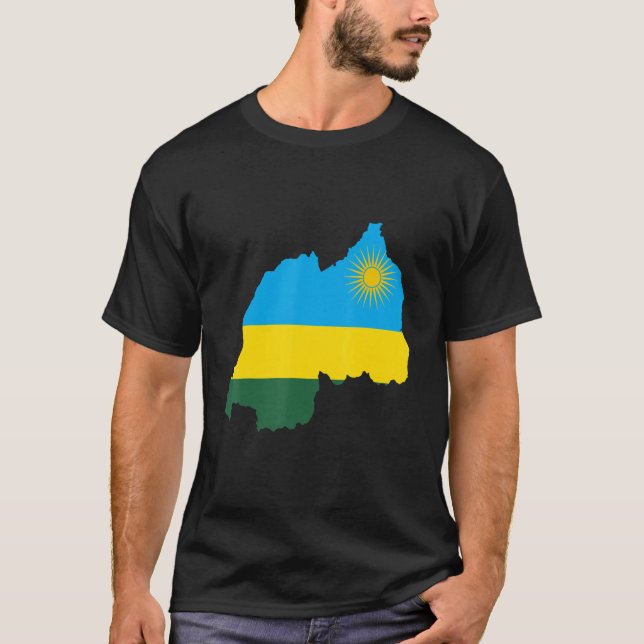Camiseta Mapa Nacional Da Bandeira Do Ruanda (Frente)
