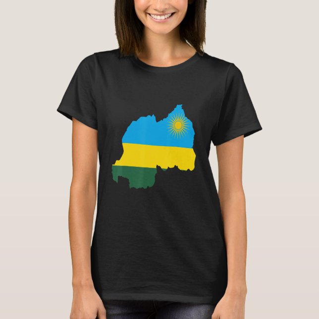 Camiseta Mapa Nacional Da Bandeira Do Ruanda (Frente)