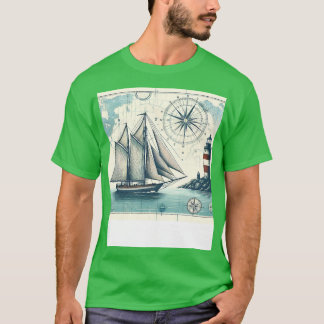 Camiseta Mapa náutico de embarcações de navegação de vintag
